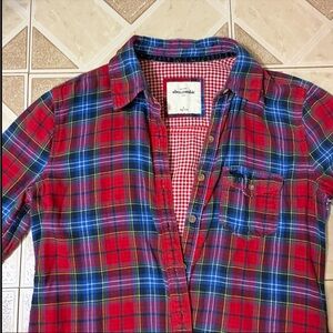 Abercrombie Red and Blue Plaid button up Shirt